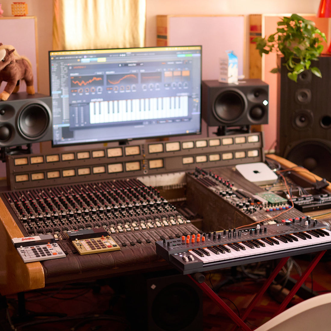 Arturia MiniFreak 49 hybrid synthesizer in a recording studio setup