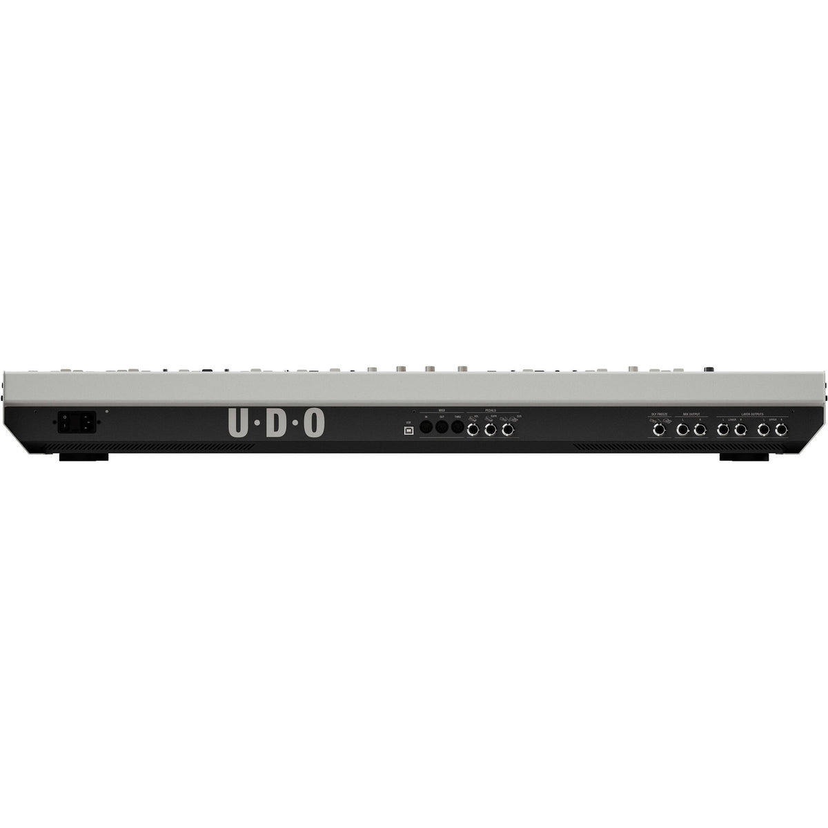 UDO Audio Super 8 synthesizer with vintage-style controls and colorful interface, designed for rich analog sound production.