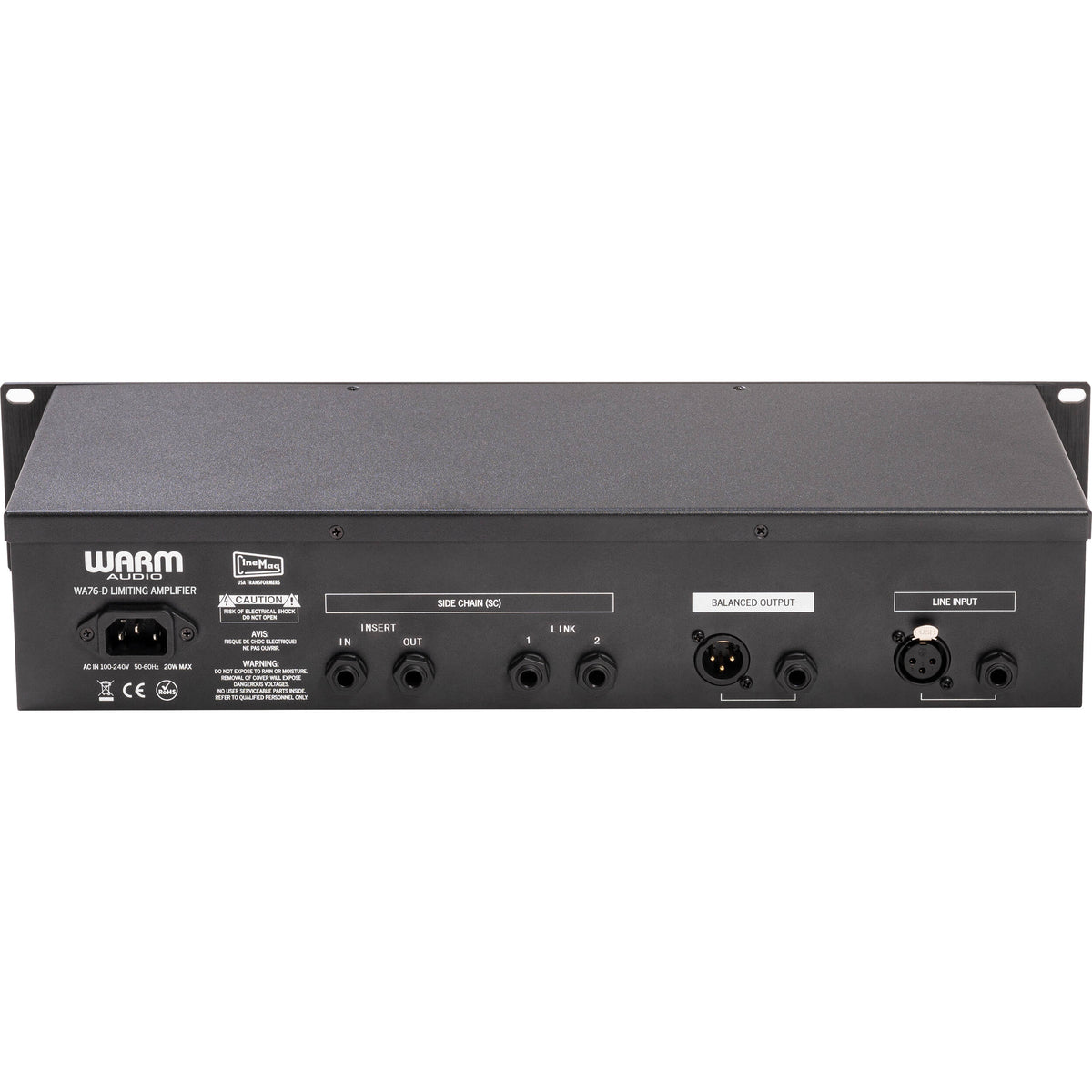 Warm Audio WA76-D signal processor with vintage-style compressor and controls, shown in a professional audio equipment setup.