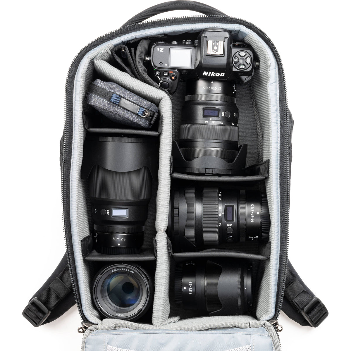 Think Tank Walker Pro Series backpack with multiple compartments for video equipment and gear storage.