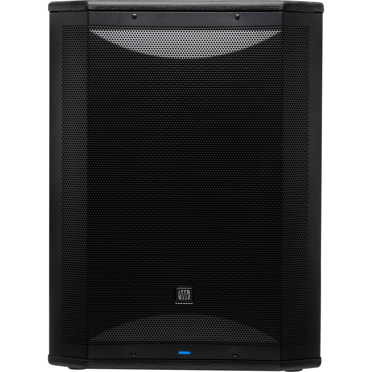 Presonus Air XD Sub 18 active subwoofer with large speaker driver and control panel, designed for powerful bass in audio systems.