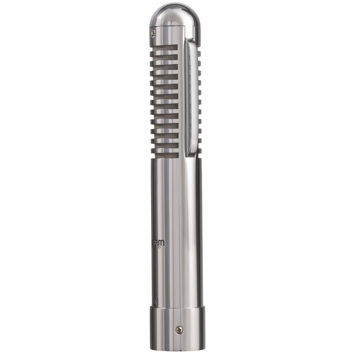 Warm Audio Fen-tone ribbon microphone shown from the side, highlighting its sleek design and vintage-inspired build.