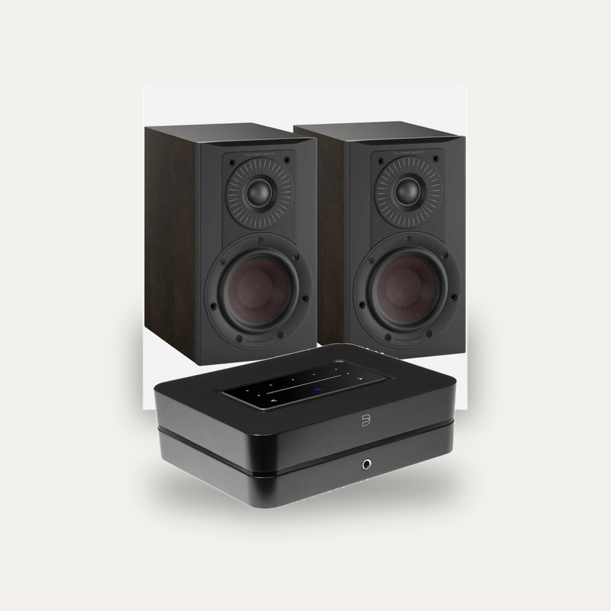 Bluesound POWERNODE + DALI Opticon 1 MK2 Streaming Set – Amplifier Colour Black, Speaker Finish Tobacco