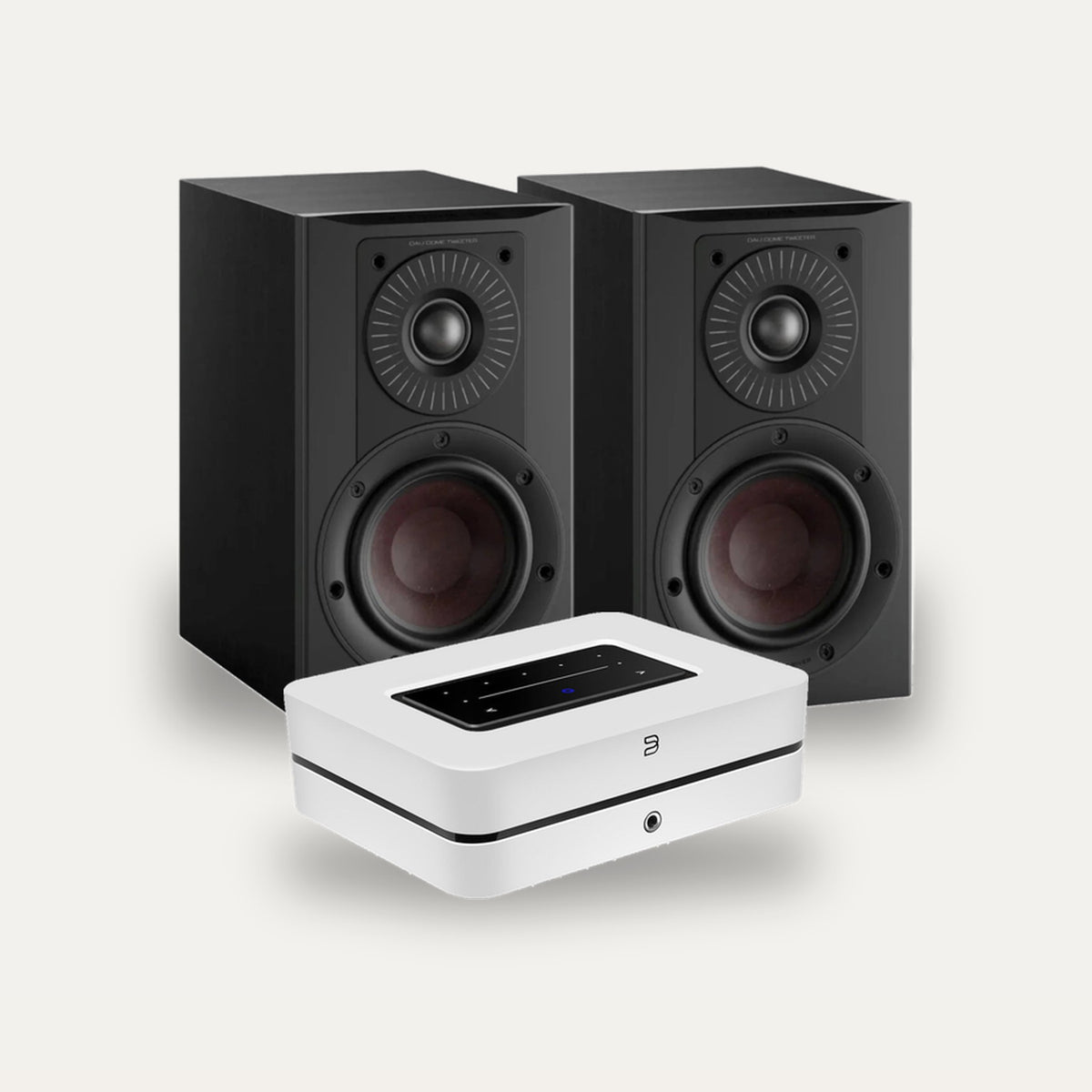 Bluesound POWERNODE + DALI Opticon 1 MK2 Streaming Set – Amplifier Colour White, Speaker Finish Black Satin