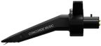 Ortofon Concorde Music Black turntable cartridge, close-up view of the sleek black stylus and body for vinyl record playback.