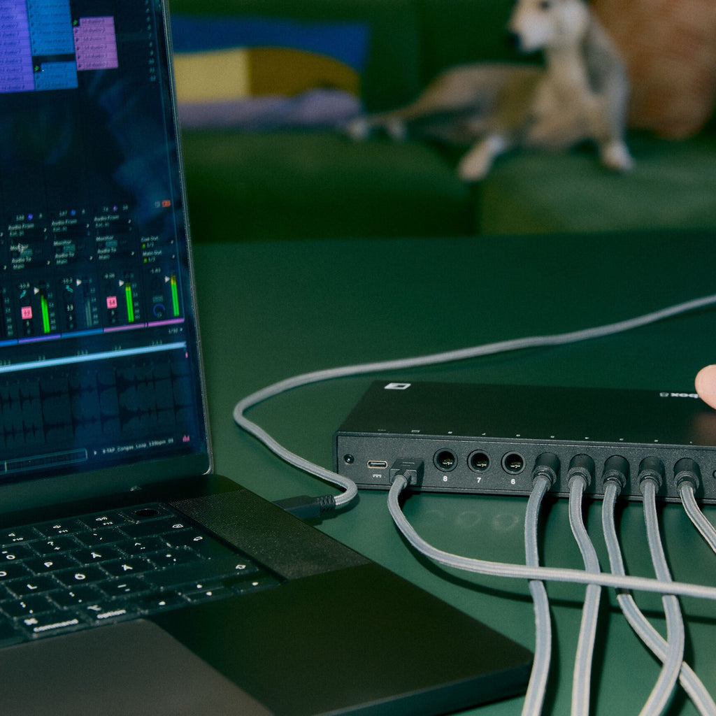 Elektron Outbox 8 used as an eight-output USB interface with a laptop