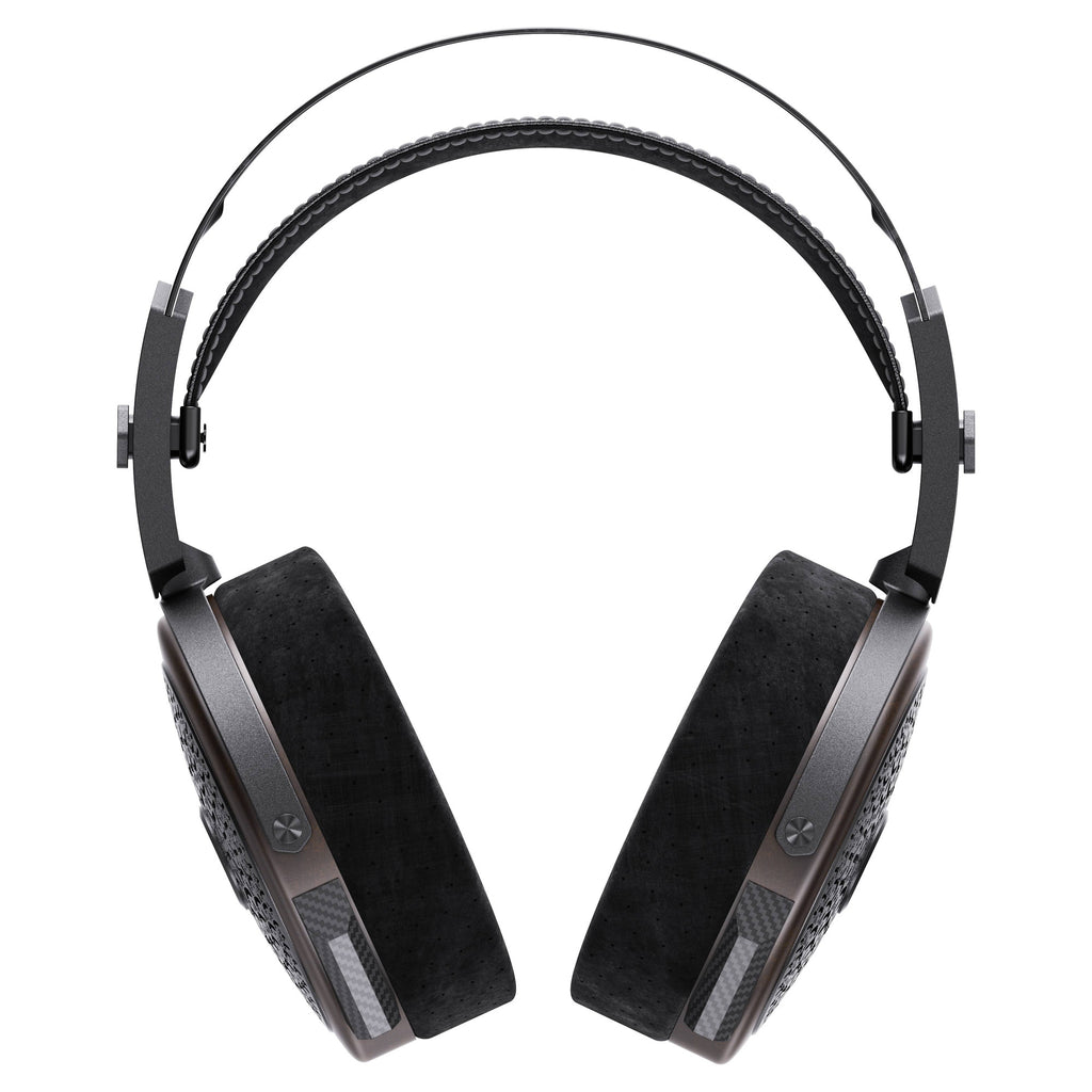 FiiO FT15 headphones, front view with suede earpads
