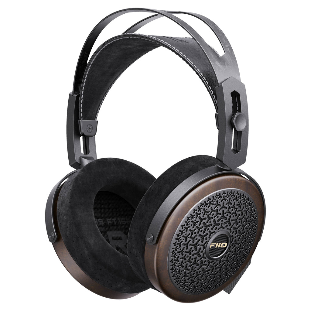 FiiO FT15 headphones with carbon fibre headband, angled view