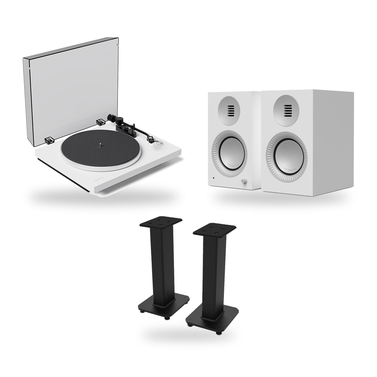 Kanto Audio TUK G2 + OBI3 Gen 2 + SX 22 Vinyl Setup – Speaker Finish Matte White, Turntable Finish White