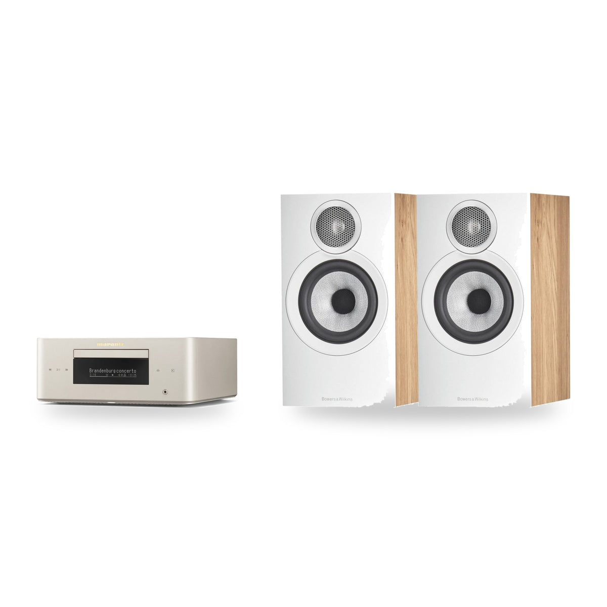 Marantz MCR 60n + Bowers & Wilkins 607 S3 Hi-Fi System – Marantz Finish Marantz Champagne, Speaker Finish Oak