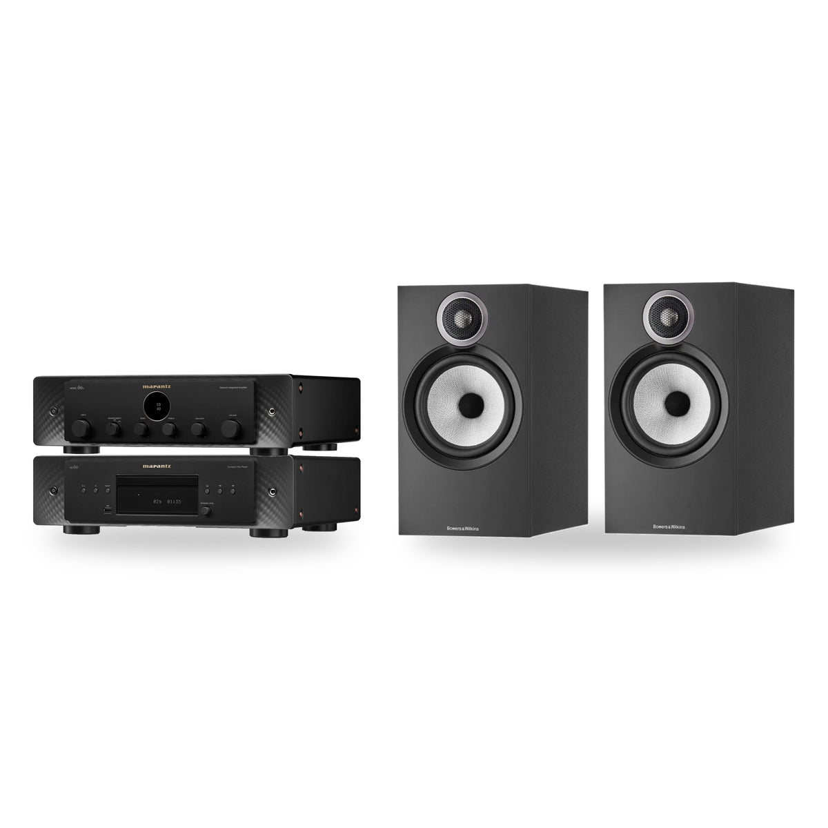 Marantz MODEL 60n + CD 60 + Bowers & Wilkins 606 S3 System – Amplifier Finish Black, CD Player Finish Black, Speaker Finish Black