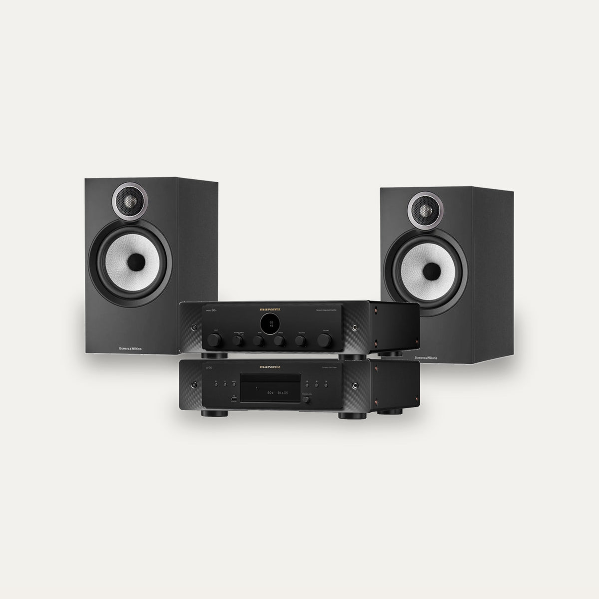 Marantz MODEL 60n + CD 60 + Bowers & Wilkins 606 S3 System – Amplifier Finish Black, CD Player Finish Black, Speaker Finish Black