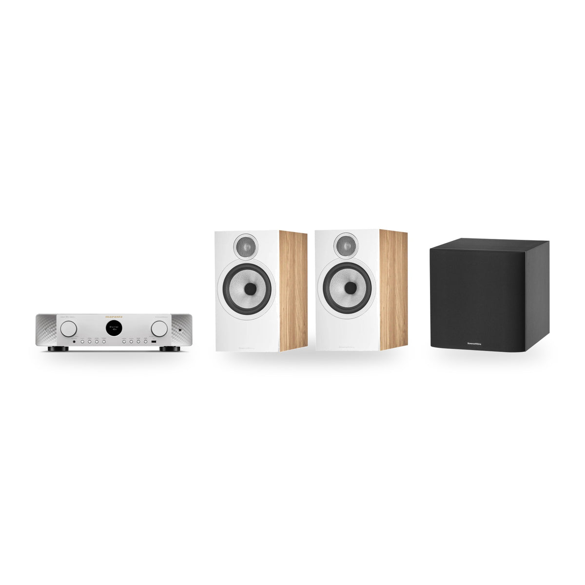 Marantz CINEMA 70s Series 2 + Bowers & Wilkins 606 S3 + ASW608 2.1 Cinema Set – Receiver Finish Silver Gold, Speaker Finish Oak