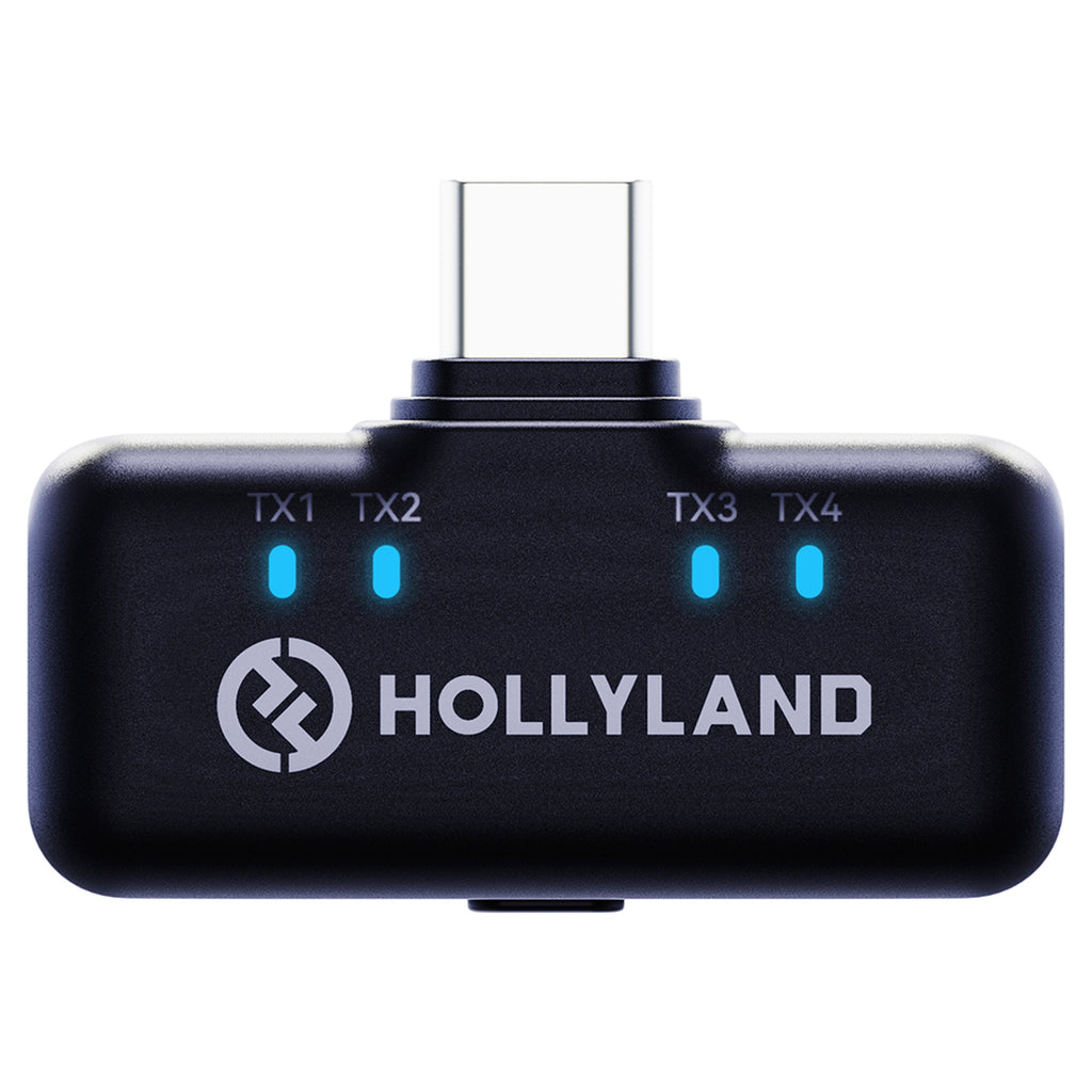 Hollyland Lark M3 USB-C receiver with TX1 to TX4 indicators