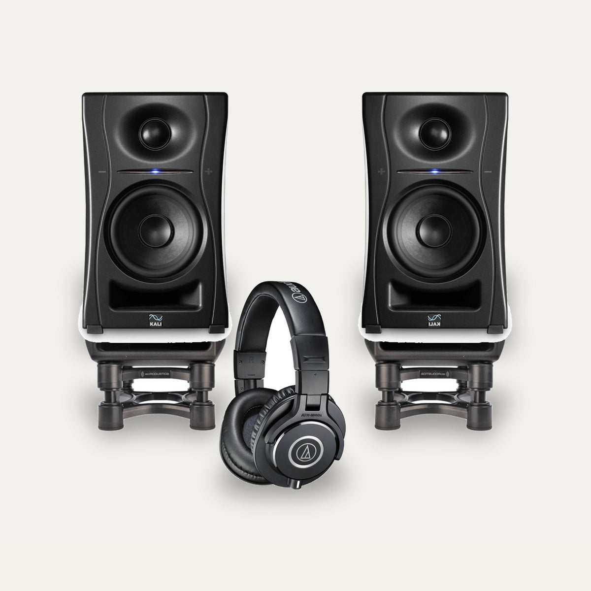 Kali Audio LP-UNF + IsoAcoustics ISO-155 + Audio-Technica ATH-M40x Desktop Monitoring Set – Monitor Colour Black