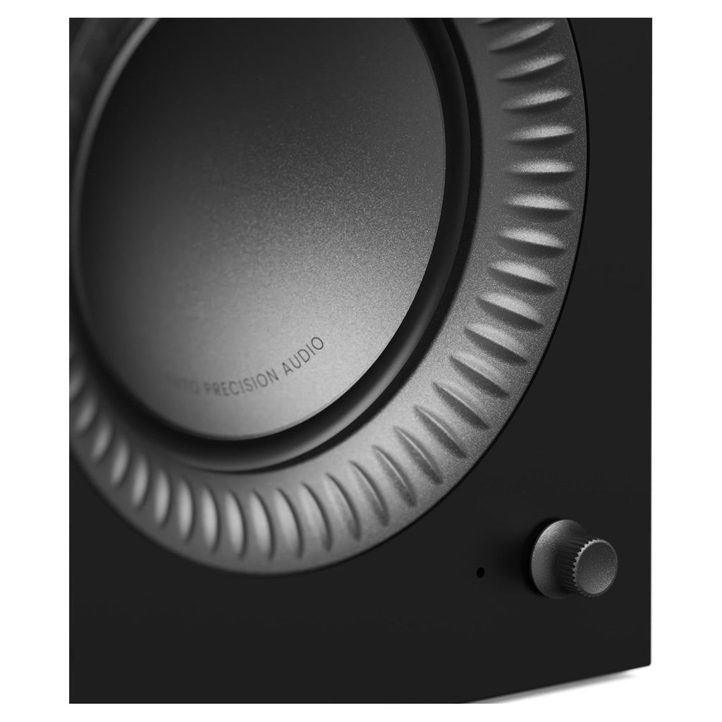 Kanto Audio TUK G2 close-up of the 5.25-inch Aircomb aluminum woofer in Matte Black
