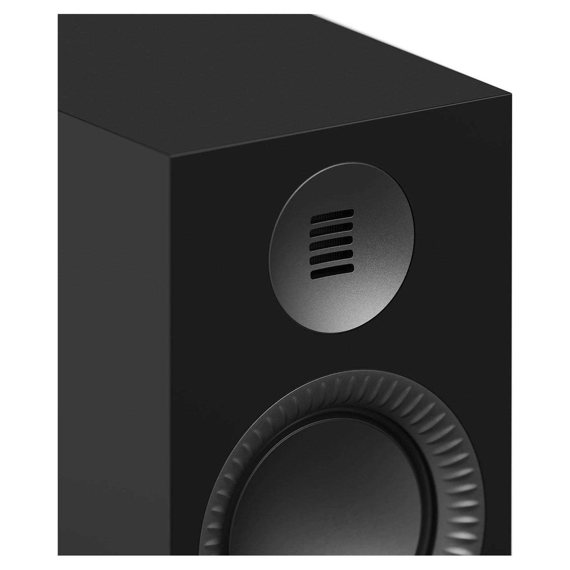 Kanto Audio TUK Grand cabinet detail in Matte Black showing the 28 x 35 mm AMT tweeter