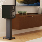 Kanto Audio TUK Grand in Matte Black on SX speaker stands in a living room