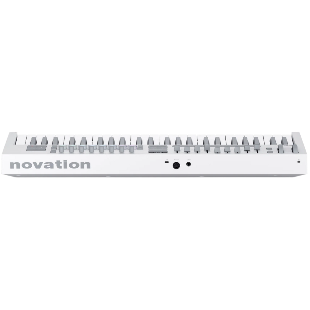 Novation Launchkey 49 MK4 MIDI keyboard, in white, rear view