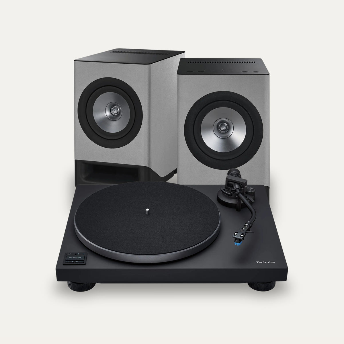 Technics SC-CX700 + SL-40CBT Vinyl Streaming Set – Speaker Colour Silky Gray, Turntable Colour Black