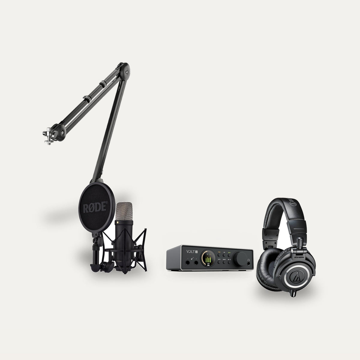 Universal Audio Volt 2 Gen 2 + RODE NT1 5th Gen + Audio-Technica ATH-M50x Home Studio Set set, black / black